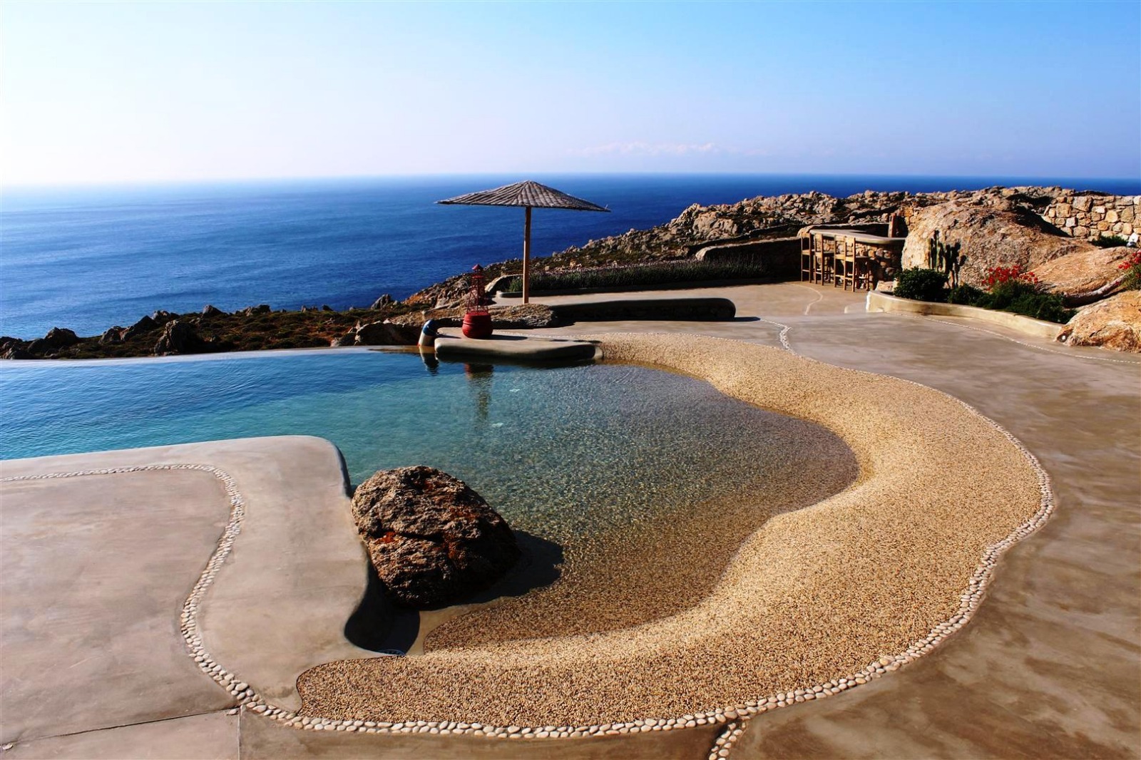 Luxury Mykonos villa rental with infinity pool overlooking the Aegean Sea